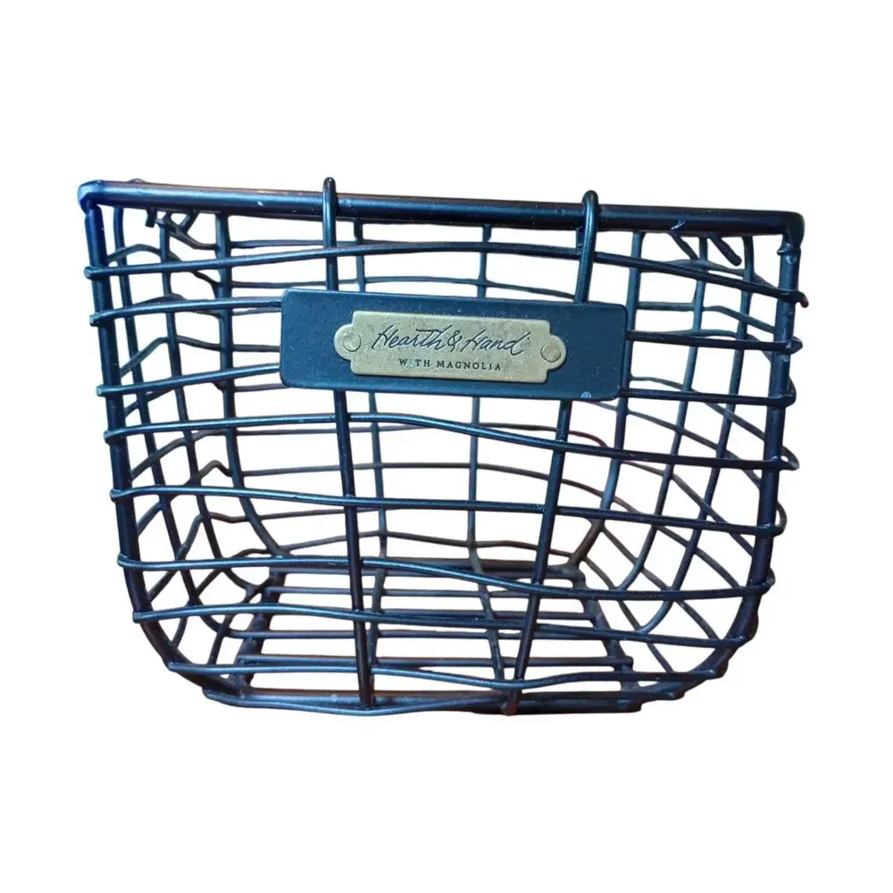 Hearth & Hand with Magnolia Black Wire Storage Basket Small Square Metal Bin